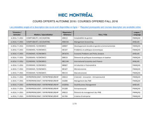COURS OFFERTS AUTOMNE 2016 / COURSES OFFERED FALL
