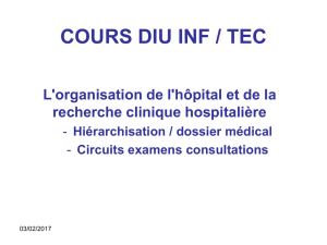 L`organisation de l`hôpital - Recherche Clinique Paris Centre