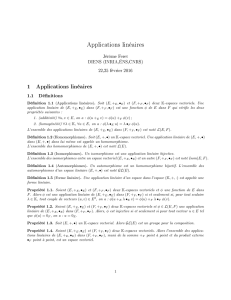 Applications linéaires 1 Applications linéaires