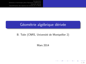 Géométrie algébrique dérivée - Institut de Mathématiques de Toulouse