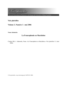 Voix plurielles Volume 3, Numéro 1 : mai 2006 La Francophonie en