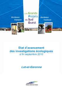 Etat d`avancement des investigations écologiques Lot-et