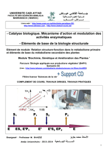 ضــــ ا    - Catalyse biologique. Mécanisme d`action et modulation