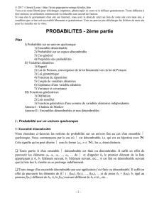 PROBABILITES - 2ème partie - Gérard Lavau