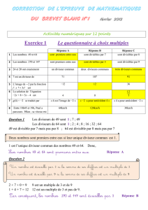 Exercice 1 Le questionnaire à choix multiples