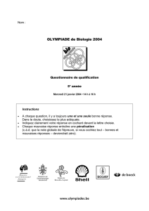 Questionnaire de qualification Olympiade bio 2004