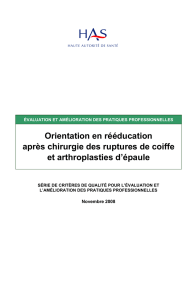 Orientation après chirurgie des ruptures de coiffe et