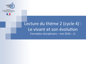 Lecture du thème 2 (cycle 4) : Le vivant et son évolu.on