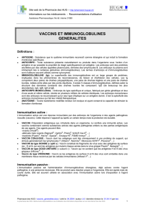 vaccins et immunoglobulines