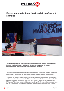 Forum maroco-ivoirien, l`Afrique fait confiance à l`Afrique