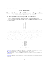 Séance no 2 : Autour de la multiplication et de l`exponentiation 1