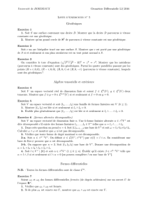 Liste d`exercices n 5 Géodésiques Algèbre tensorielle et extérieure