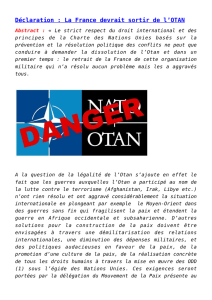 Déclaration : La France devrait sortir de l`OTAN,La paix est le fil