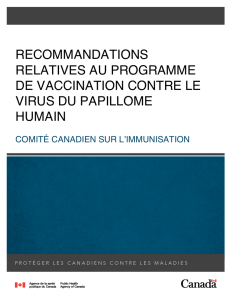 Recommandations relatives au programme de vaccination contre