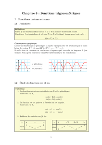 Chapitre 8 : Fonctions trigonométriques