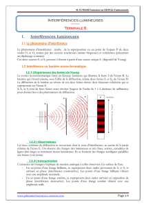 Cours sur Interférences Lumineuses en version pdf - E