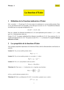 La fonction d`Euler