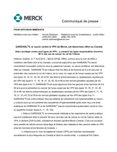 GARDASIL®9, le vaccin contre le VPH de Merck, est désormais