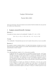 Logique Informatique Partiel 2014–2015