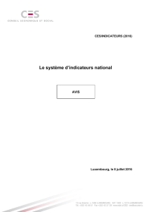 Le système d`indicateurs national - Conseil économique et social