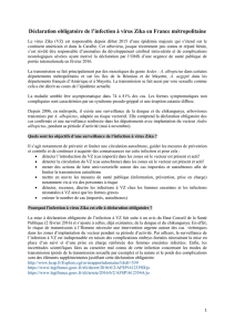 Déclaration obligatoire de l`infection à virus Zika en France