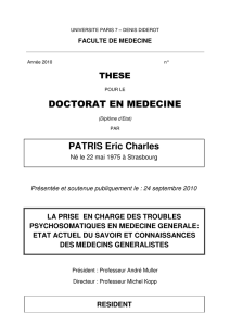 DOCTORAT EN MEDECINE PATRIS Eric Charles