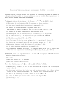 Examen de Théorie algébrique des nombres – MAT552 – 14/12