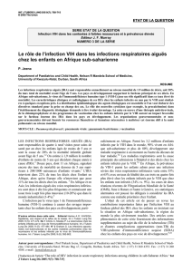 Le rôle de l`infection VIH dans les infections respiratoires aiguës