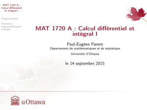 MAT 1720 A : Calcul différentiel et intégral I