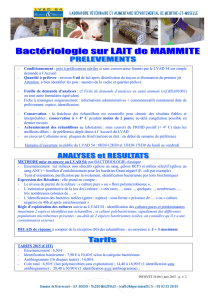 Bactériologie sur LAIT de MAMMITE - Infovet 5410