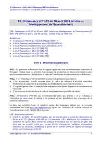 Algerie - Ordonnance n°2001-03 du 20 août 2001 - Droit