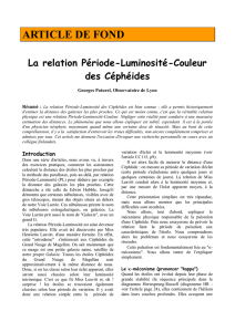 ARTICLE DE FOND La relation Période-Luminosité-Couleur