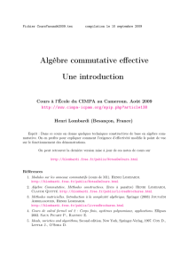 Algèbre commutative effective Une introduction