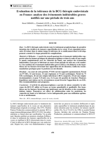 Evaluation de la tolérance de la BCG thérapie