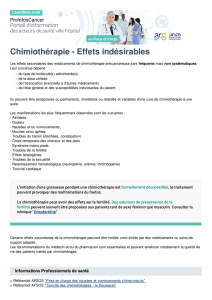 Chimiothérapie - Effets indésirables | Portail ProInfosCancer