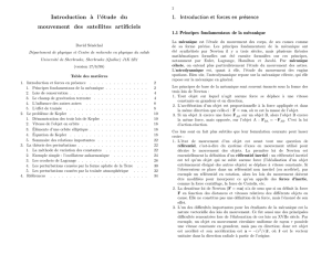 Introduction `a l`étude du mouvement des satellites artificiels 1