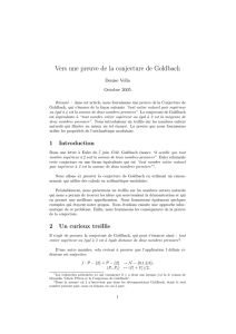 Vers une preuve de la conjecture de Goldbach