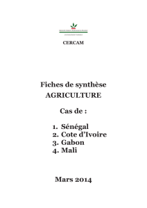 Fiches de synthèse AGRICULTURE Cas de : 1