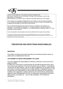 PREVENTION DES INFECTIONS NOSOCOMIALES