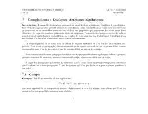 7 Compléments : Quelques structures algébriques