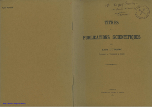 Titres et publications scientifiques de Louis Duparc