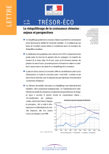 Le rééquilibrage de la croissance chinoise : enjeux et perspectives