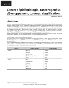 épidémiologie, cancérogenèse, développement tumoral, classification