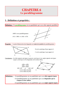 CHAPITRE 6 Le parallélogramme I