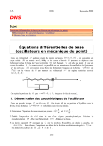 Équations différentielles de base (oscillateurs en mécanique du point)