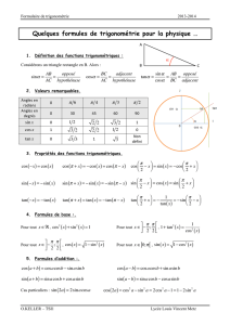 Quelques formules de trigonométrie pour la physique … x( ) ( ) cos