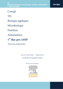 Corrigé TD Biologie appliquée Microbiologie Nutrition