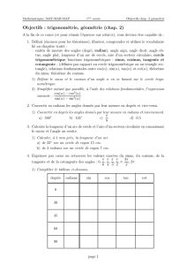Objectifs : trigonométrie, géométrie (chap. 2)