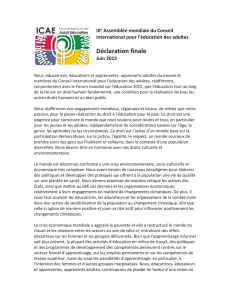 Déclaration finale - Institut de coopération pour l`éducation des adultes