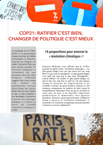 COP21 : ratifier c`est bien, changer de politique c`est
